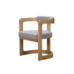 Kelly Hardwood & Boucle Dining Chair - Natural & Dove Grey BUBULAND HOME