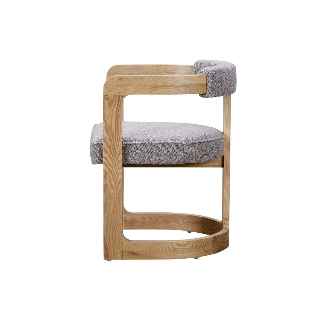 Kelly Hardwood & Boucle Dining Chair - Natural & Dove Grey BUBULAND HOME