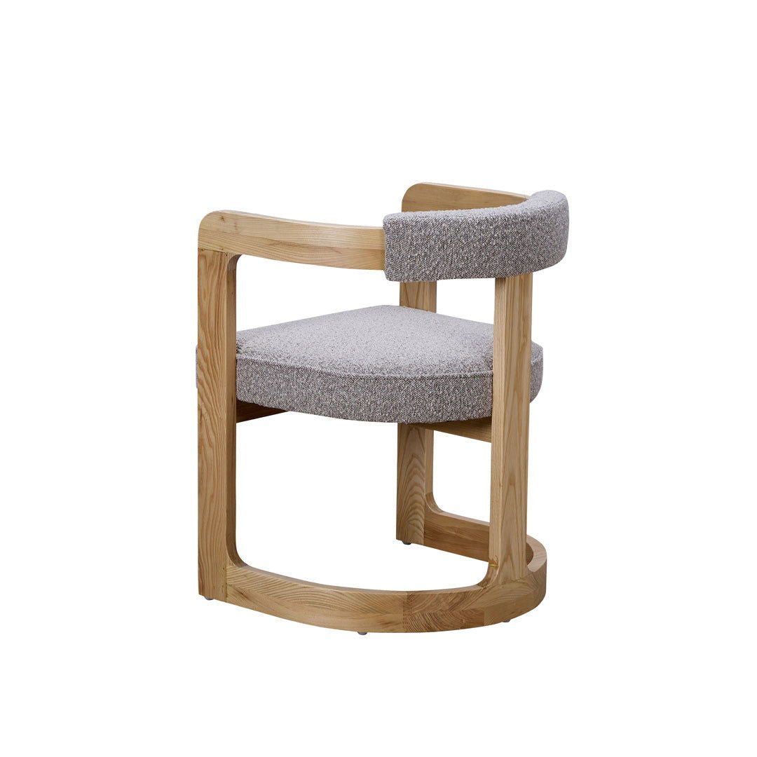 Kelly Hardwood & Boucle Dining Chair - Natural & Dove Grey BUBULAND HOME