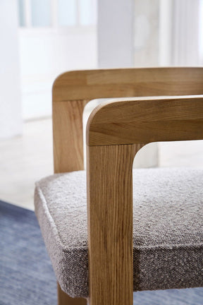 Kelly Hardwood & Boucle Dining Chair - Natural & Dove Grey BUBULAND HOME