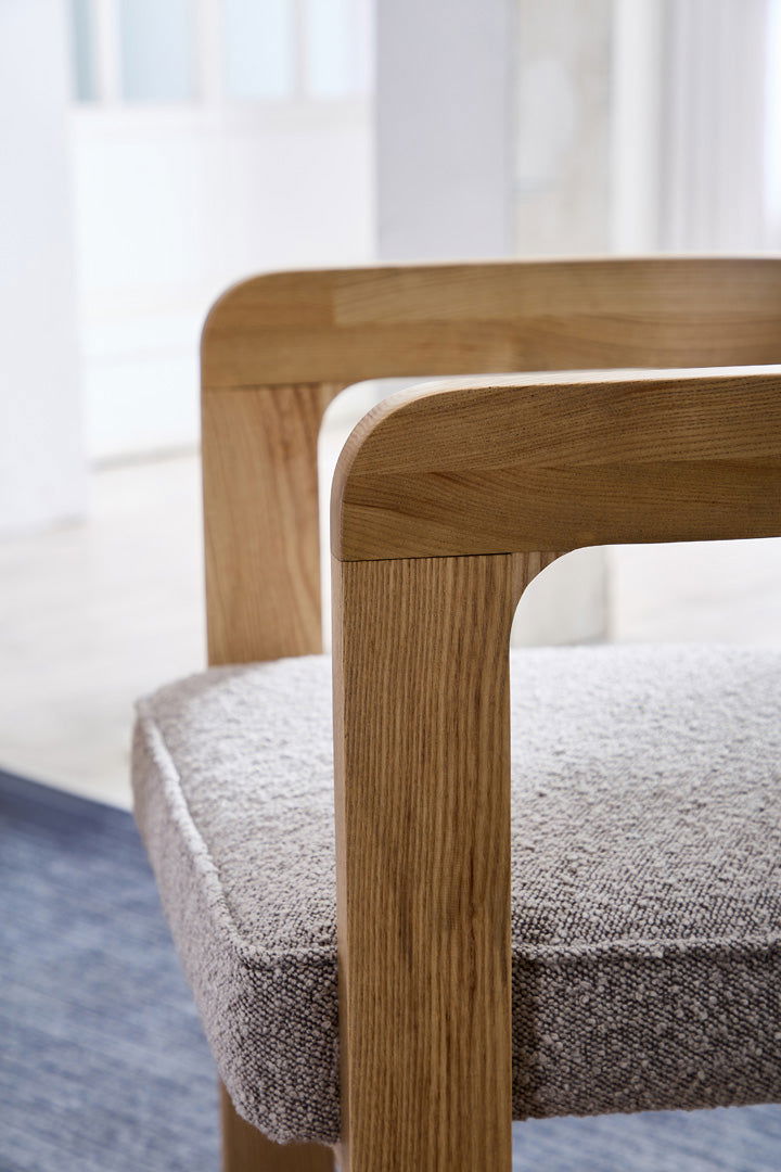 Kelly Hardwood & Boucle Dining Chair - Natural & Dove Grey BUBULAND HOME