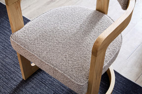 Kelly Hardwood & Boucle Dining Chair - Natural & Dove Grey BUBULAND HOME
