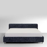 Kensington Horizontal Panelled Bed - Navy Blue Textured Fabric - Bedhead Queen / Navy Blue (Textured Fabric) BUBULAND HOME