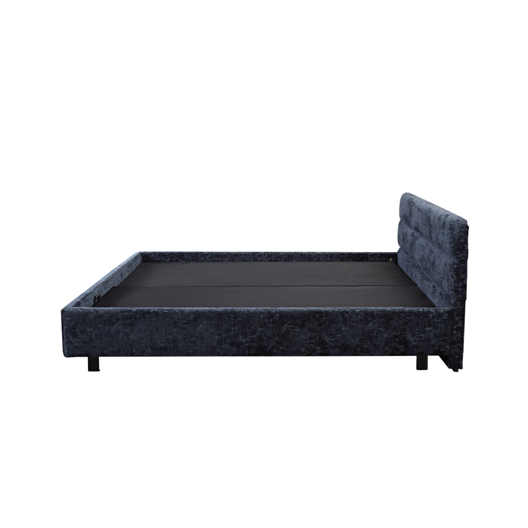 Kensington Horizontal Panelled Bed - Navy Blue Textured Fabric - Bedhead Queen / Navy Blue (Textured Fabric) BUBULAND HOME