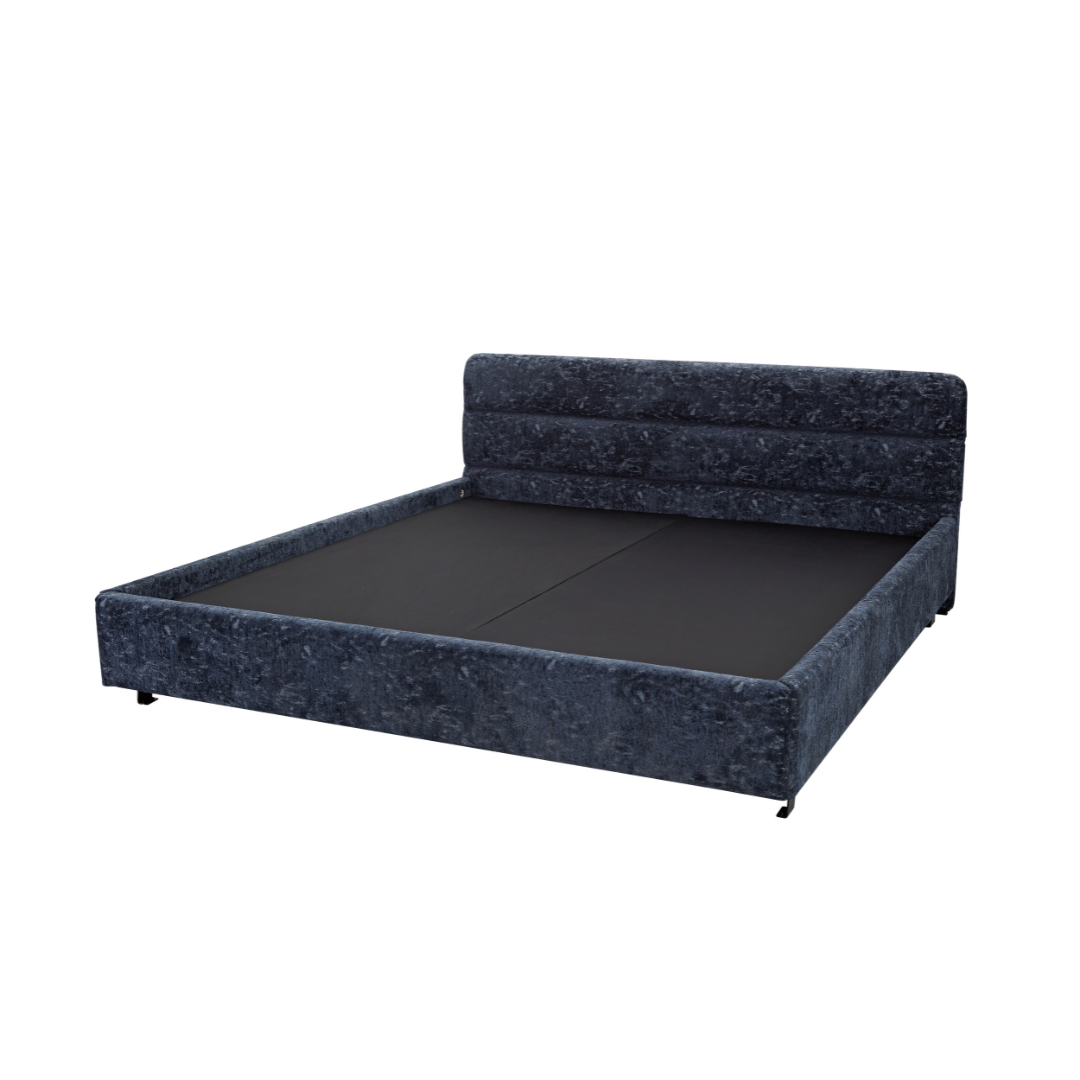 Kensington Horizontal Panelled Bed - Navy Blue Textured Fabric - Bedhead Queen / Navy Blue (Textured Fabric) BUBULAND HOME