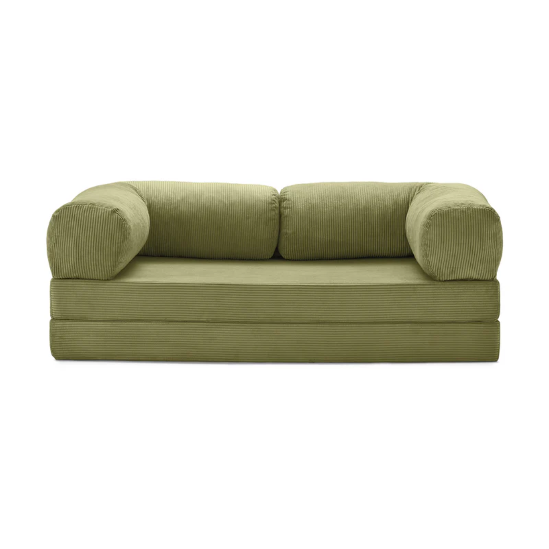 Belle Convertible Sofa Bed - Burnt Orange Corduroy - sofa 2 Seater / Light Green BUBULAND HOME