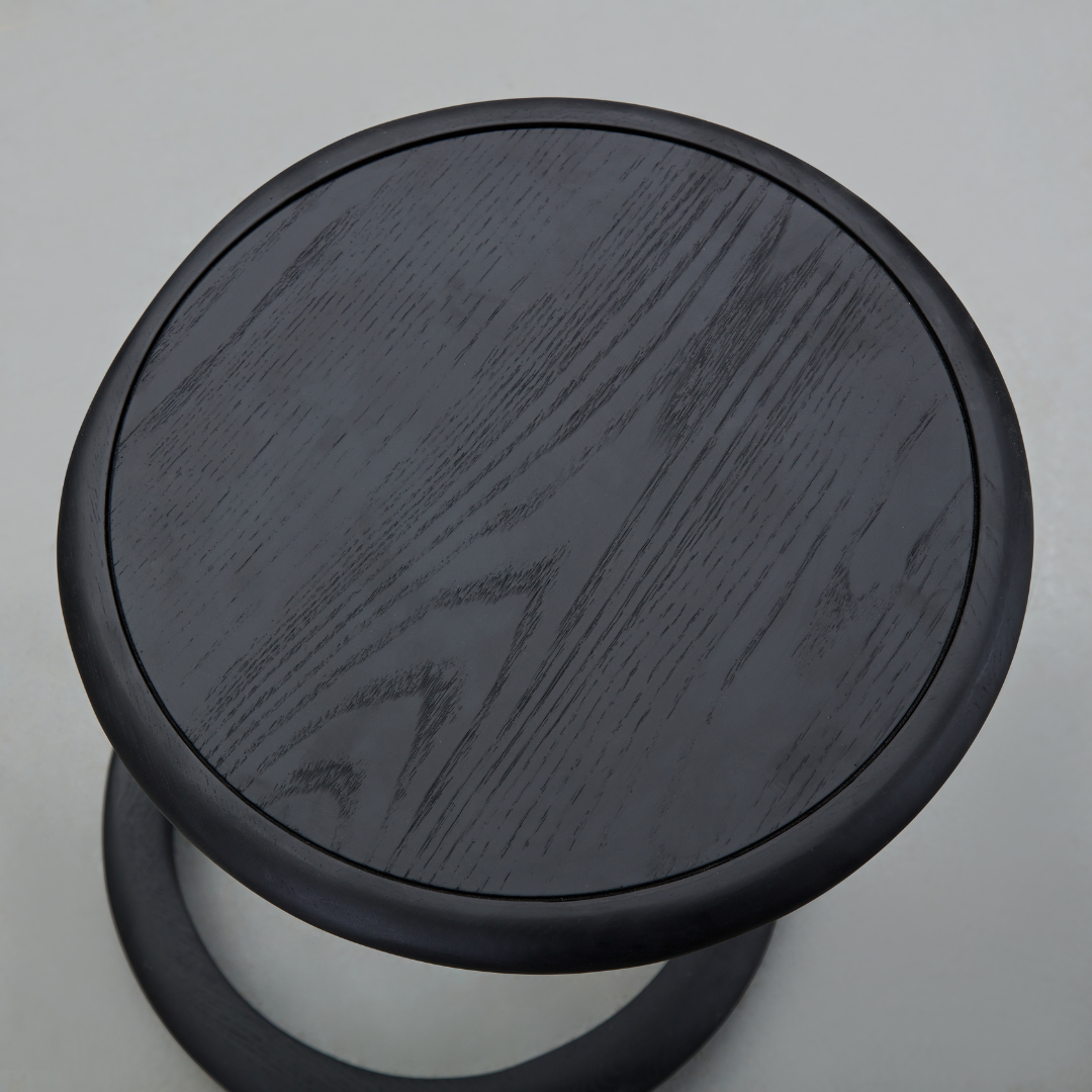 Loop Black C-Shape Timber Side Table - BUBULAND HOME