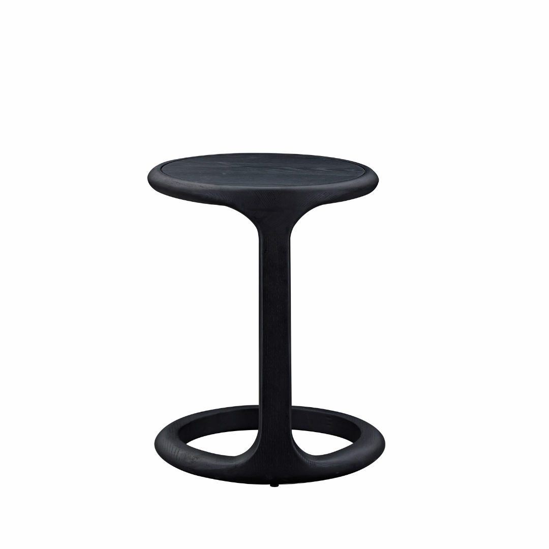 Loop Black C-Shape Timber Side Table - BUBULAND HOME