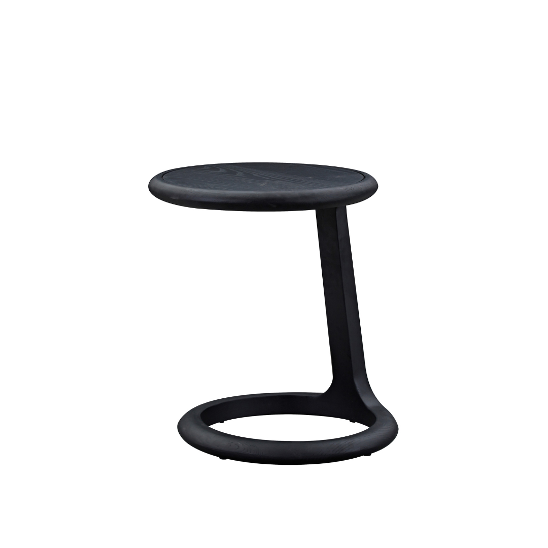 Loop Black C-Shape Timber Side Table - BUBULAND HOME