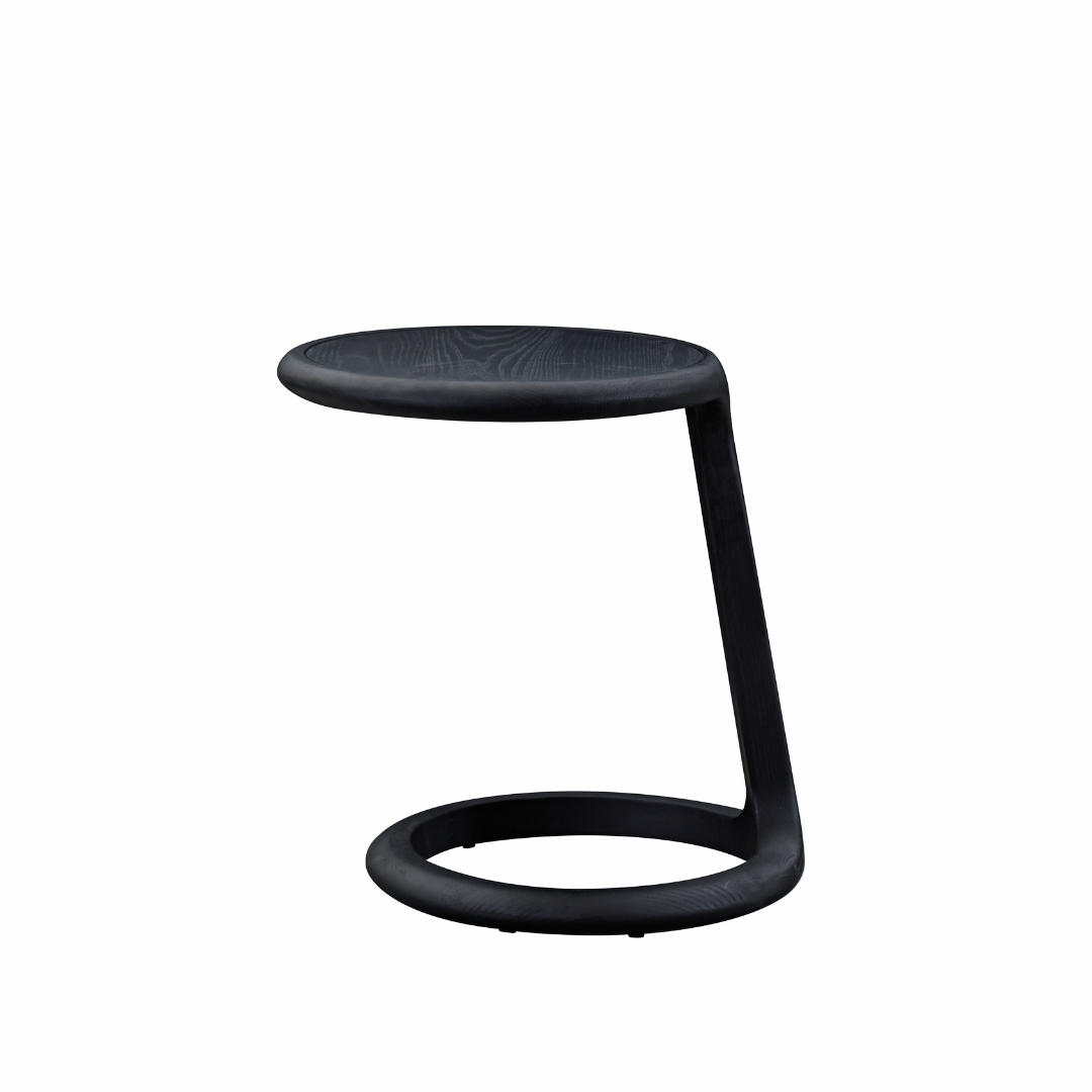Loop Black C-Shape Timber Side Table - BUBULAND HOME