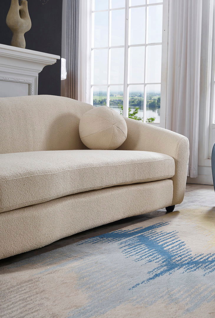 Louis 3 Seater Boucle Sofa - Natural White - sofa Natural White Boucle BUBULAND HOME