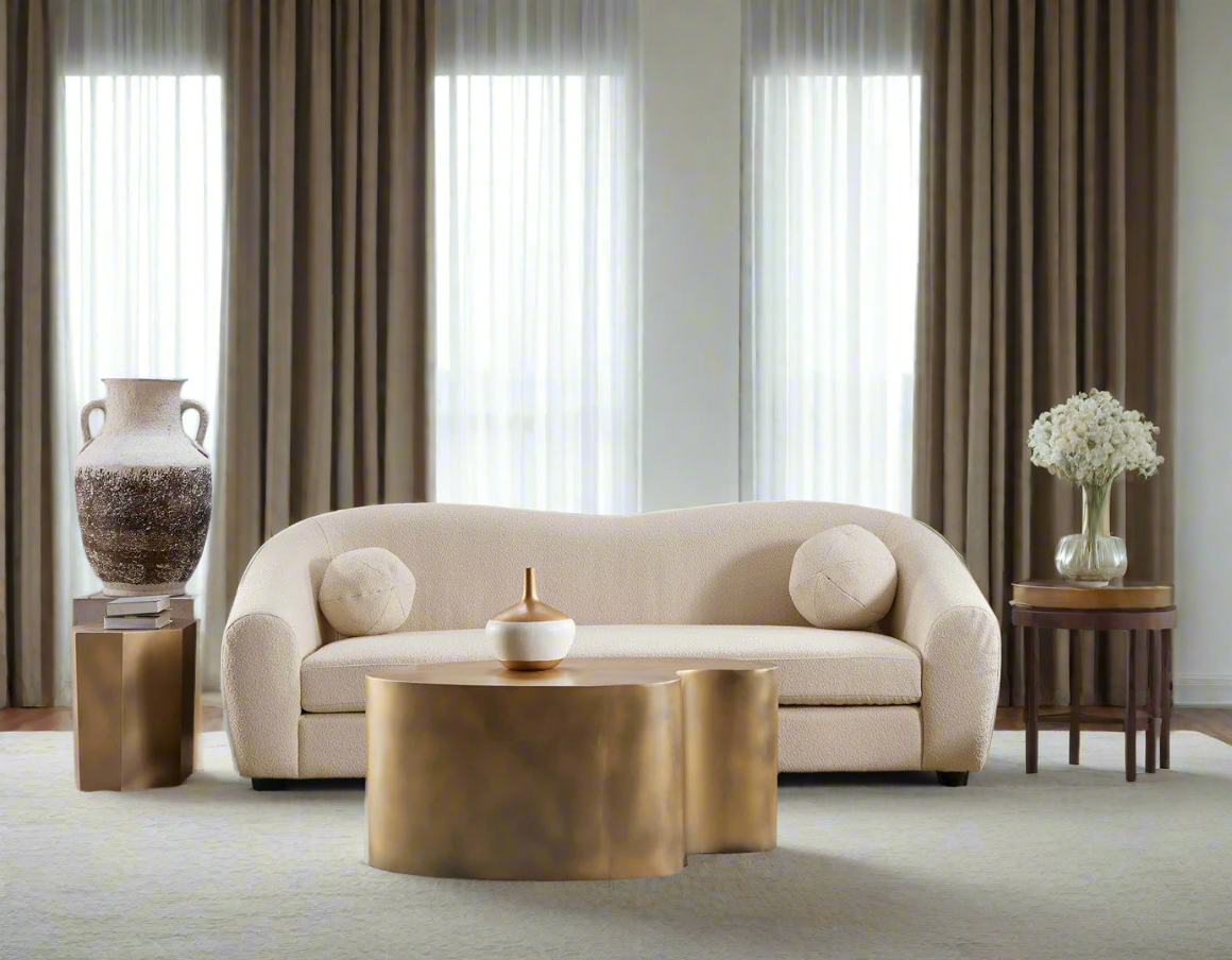 Louis 3 Seater Boucle Sofa - Natural White - sofa Natural White Boucle BUBULAND HOME