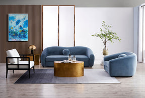 Louis 3 Seater Velvet Sofa - Dusty Blue BUBULAND HOME
