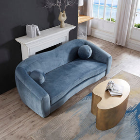 Louis 3 Seater Velvet Sofa - Dusty Blue BUBULAND HOME