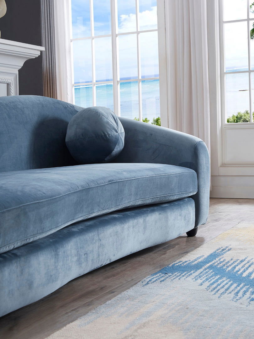 Louis 3 Seater Velvet Sofa - Dusty Blue BUBULAND HOME