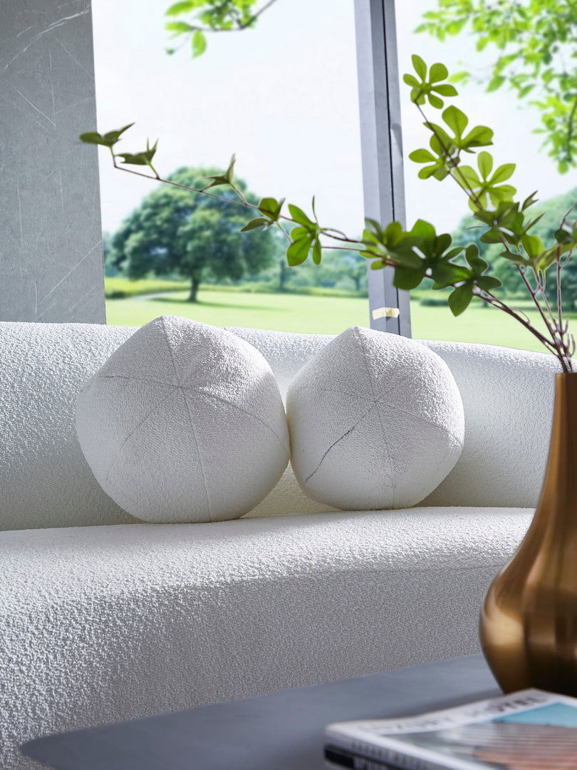 Louis Ball Cushions - Pure White Boucle BUBULAND HOME