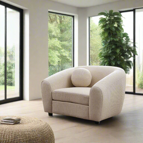Louis Boucle Occasional Chair - Natural White BUBULAND HOME