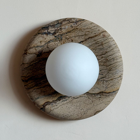 Luna Sconce Wall Light - Eramosa Marble Curved Plate 20cm