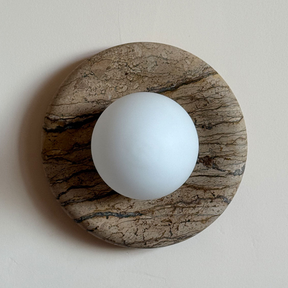 Luna Sconce Wall Light - Eramosa Marble Curved Plate 20cm