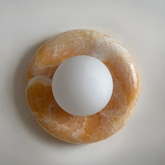 Luna Sconce Wall Light - Honey Onyx Marble Curved Plate 20cm