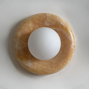 Luna Sconce Wall Light - Honey Onyx Marble Curved Plate 20cm
