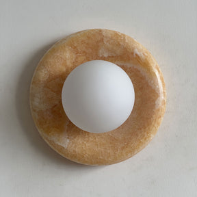 Luna Sconce Wall Light - Honey Onyx Marble Curved Plate 20cm