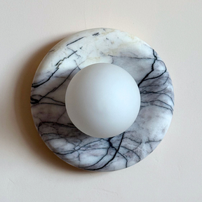 Luna Sconce Wall Light - Lilac Marble Curved Plate 20cm