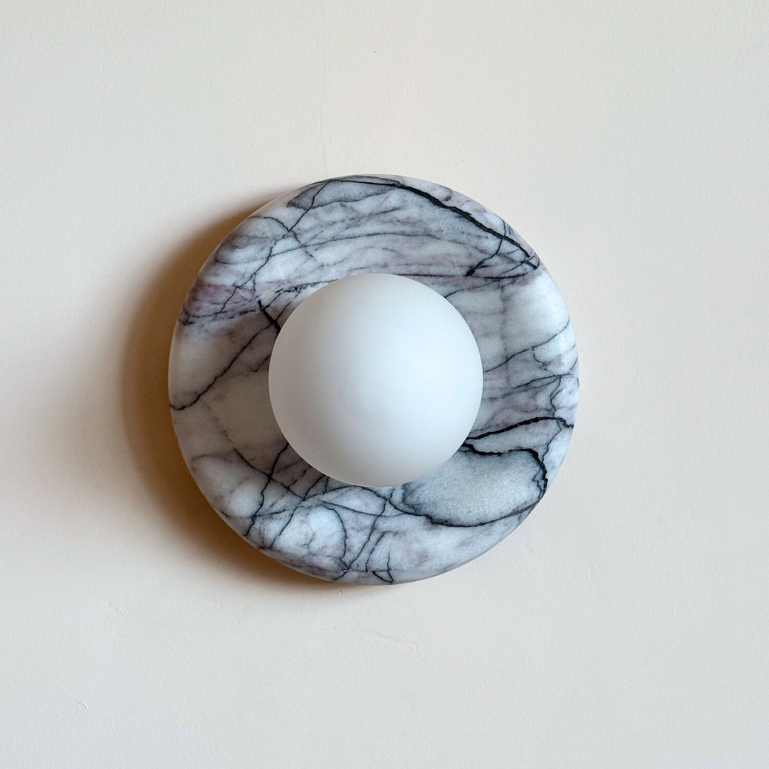 Luna Sconce Wall Light - Lilac Marble Curved Plate 20cm
