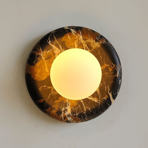 Luna Sconce Wall Light - Portoro Gold Marble Curved Plate 20cm