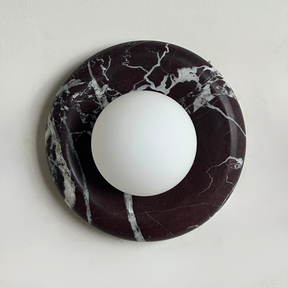 Luna Sconce Wall Light - Rosso Lepanto Marble Curved Plate 20cm