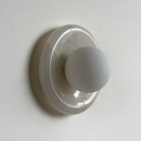 Luna Sconce Wall Light - Pearl Alabaster Marble Curved Plate 20cm BUBULAND HOME