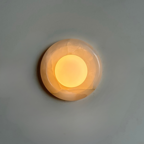 Luna Sconce Wall Light - Pearl Alabaster Marble Curved Plate 20cm BUBULAND HOME