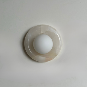 Luna Sconce Wall Light - Pearl Alabaster Marble Curved Plate 20cm BUBULAND HOME