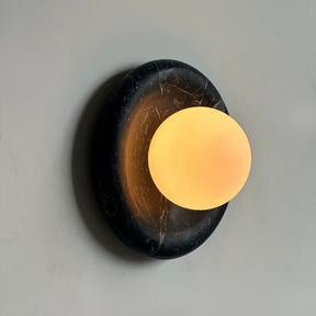 Luna Sconce Wall Light - Verde Green Marble Curved Plate 20cm BUBULAND HOME