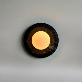 Luna Sconce Wall Light - Verde Green Marble Curved Plate 20cm BUBULAND HOME