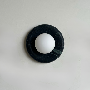 Luna Sconce Wall Light - Verde Green Marble Curved Plate 20cm BUBULAND HOME