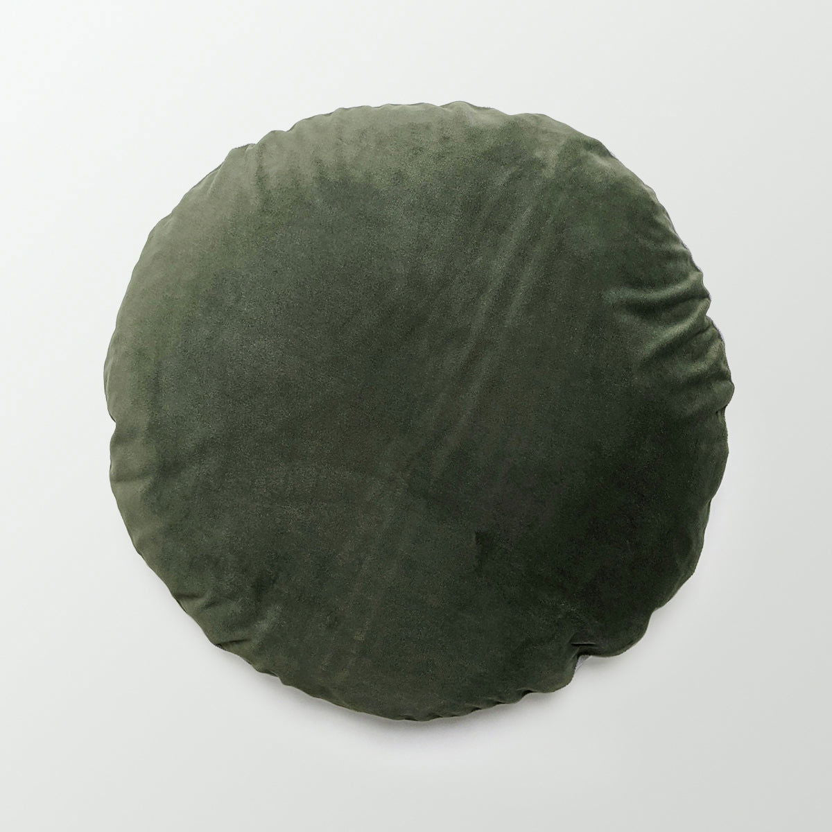 Luna Velvet & Linen Cushion | Olive Green Round BUBULAND HOME
