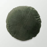 Luna Velvet & Linen Cushion | Olive Green Round BUBULAND HOME