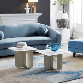 Matt White Coffee Table - Coffee Tables Tall: 50cm W X 50cm D x 40cm H BUBULAND HOME