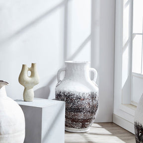 Mediterranean Ceramic Floor Vase White BUBULAND HOME
