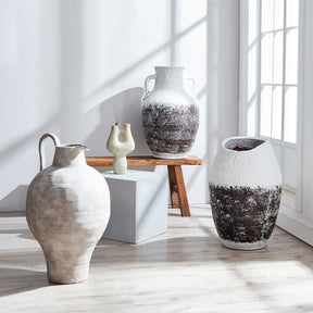 Mediterranean Ceramic Floor Vase White BUBULAND HOME