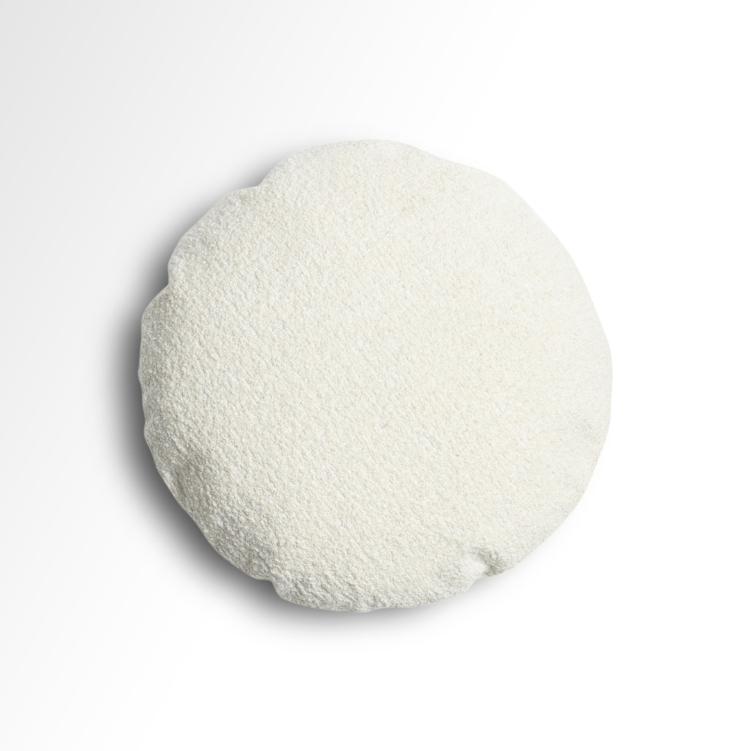 Moon White Boucle Cushion - Flat Round - BUBULAND HOME