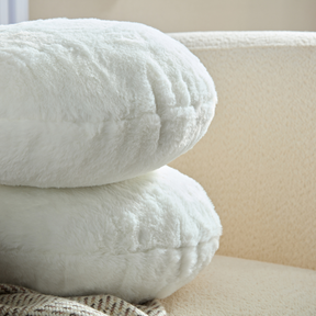 Moon White Faux Fur Cushion - Flat Round BUBULAND HOME