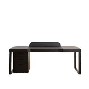 Morden Multi-Functional Freestanding Desk - Black on Front View in White Background