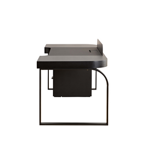 Morden Multi-Functional Freestanding Desk - Black on Side View in White Background
