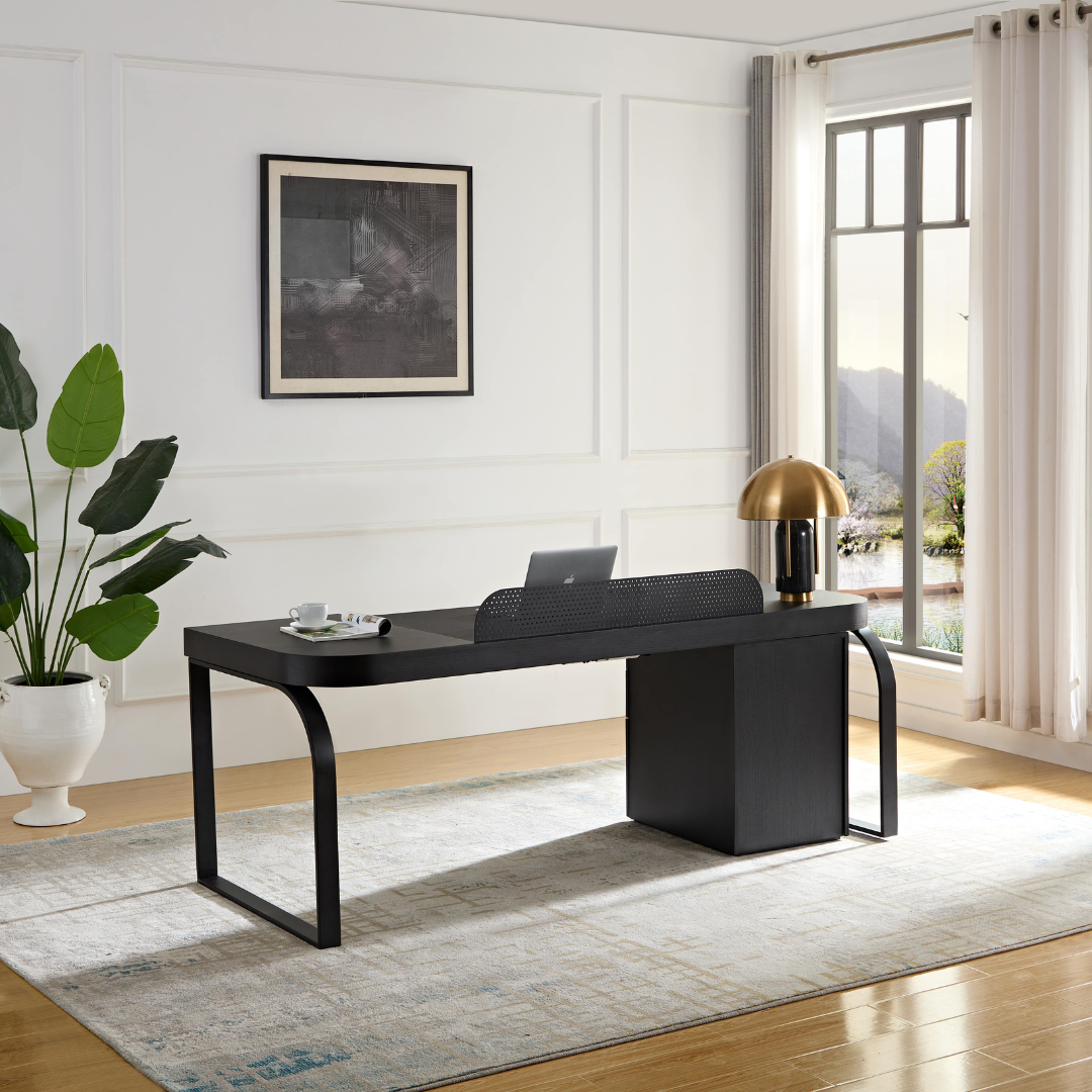 Morden Multi-Functional Freestanding Desk - Black BUBULAND HOME