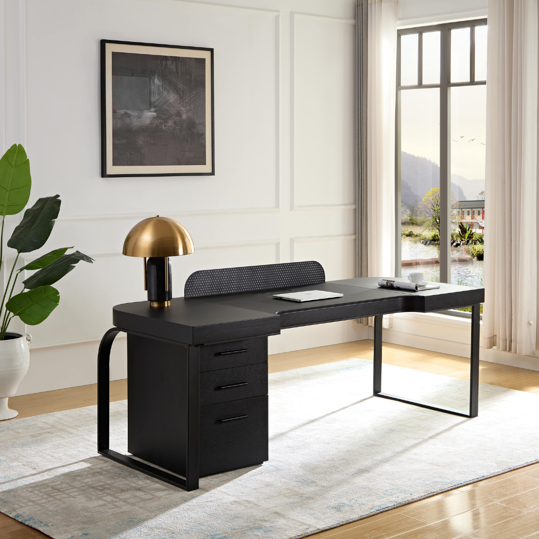 Morden Multi-Functional Freestanding Desk - Black BUBULAND HOME