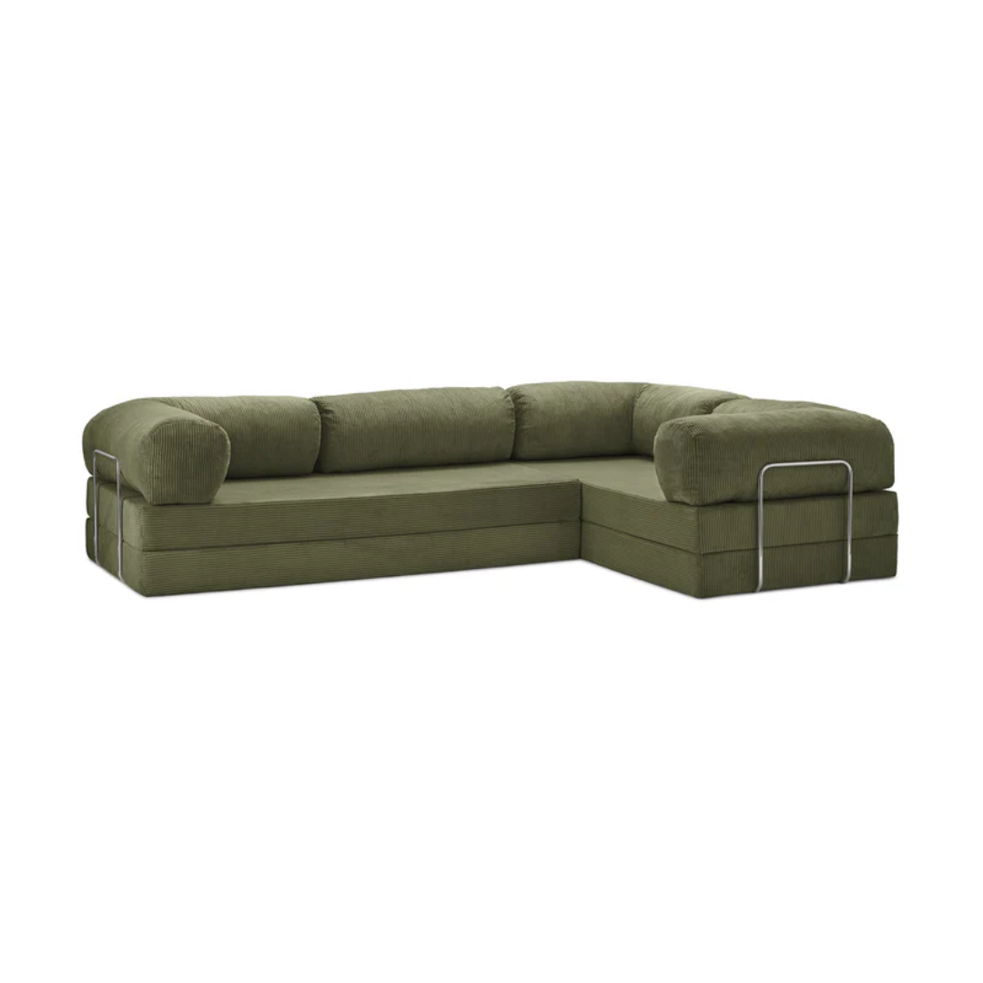 Belle Convertible L-Shaped Modular Sofa Bed - Corduroy BUBULAND HOME