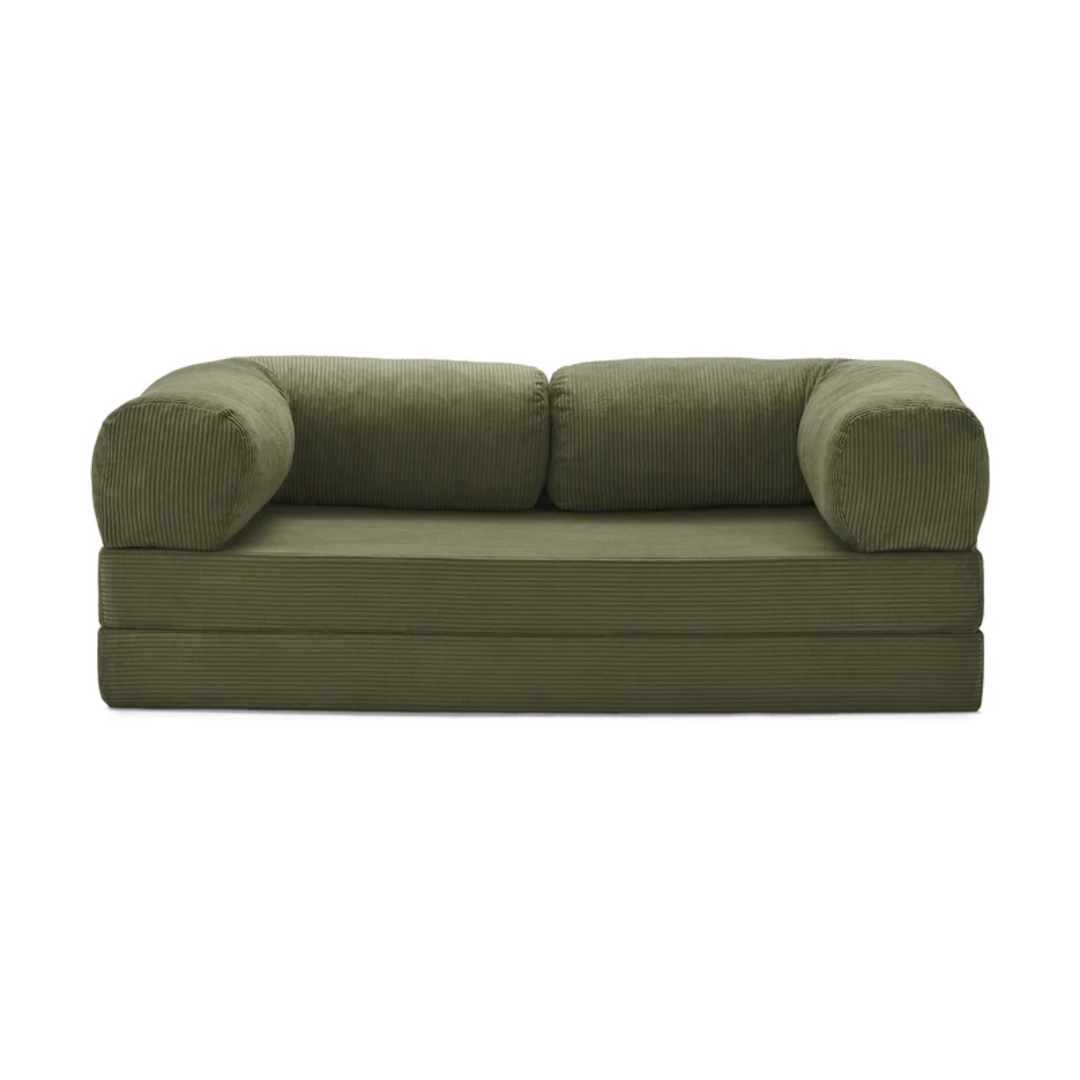 Belle Convertible Sofa Bed - Burnt Orange Corduroy - sofa 2 Seater / Moss Green BUBULAND HOME