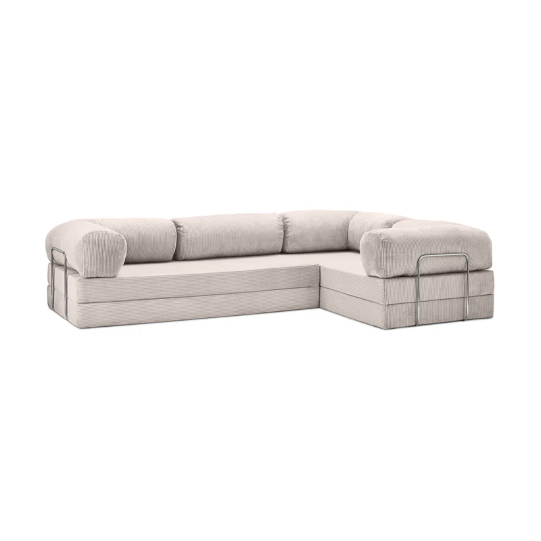 Belle Convertible L-Shaped Modular Sofa Bed - Corduroy BUBULAND HOME